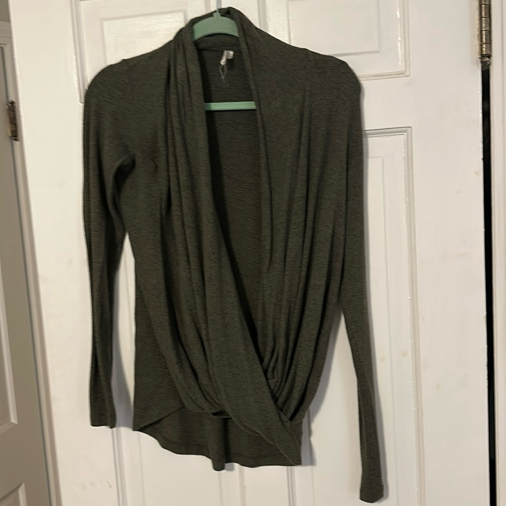 Pure & Good | Anthropologie Long Sleeve Gray Soft Sweater Criss Cross Medium